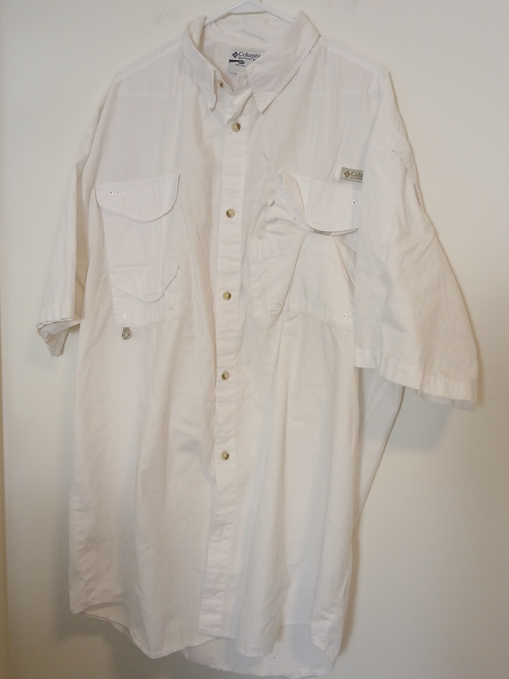 Columbia PFG Men's Short-Sleeve Button-Front Fishing Shirt in White